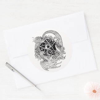 Art Nouveau Pentagramm Dragon~stickers Runder Aufkleber