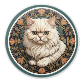 Art Nouveau Persian Cat Keramikknauf