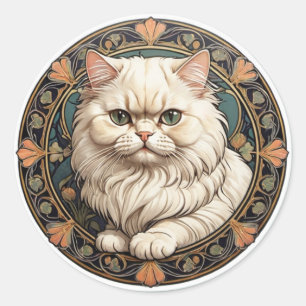Art Nouveau Persian Cat Runder Aufkleber