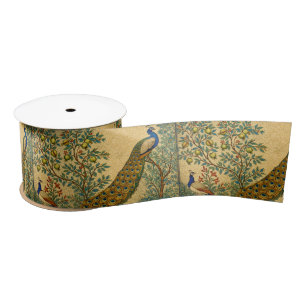 Art Nouveau Pfau Botanische Illustration Satinband