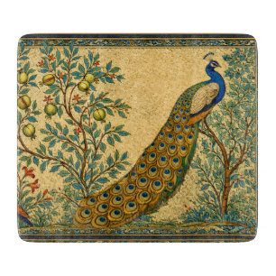 Art Nouveau Pfau Botanische Illustration  Schneidebrett