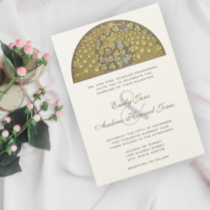 Art Nouveau Pfau Vögel Hochzeitseinladung Einladung