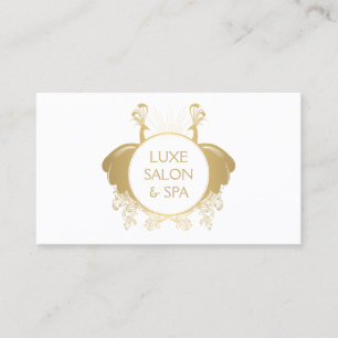 Art Nouveau Pfauen-Logo Gold/Weiß Visitenkarte