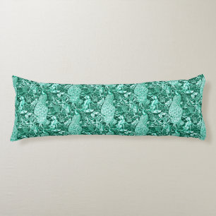 Art Nouveau Pfauenmuster, Türkis und Aqua Seitenschläferkissen