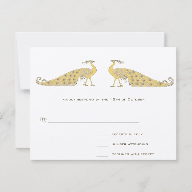 Art Nouveau Pfauenparkkarte RSVP Karte (Vorderseite)