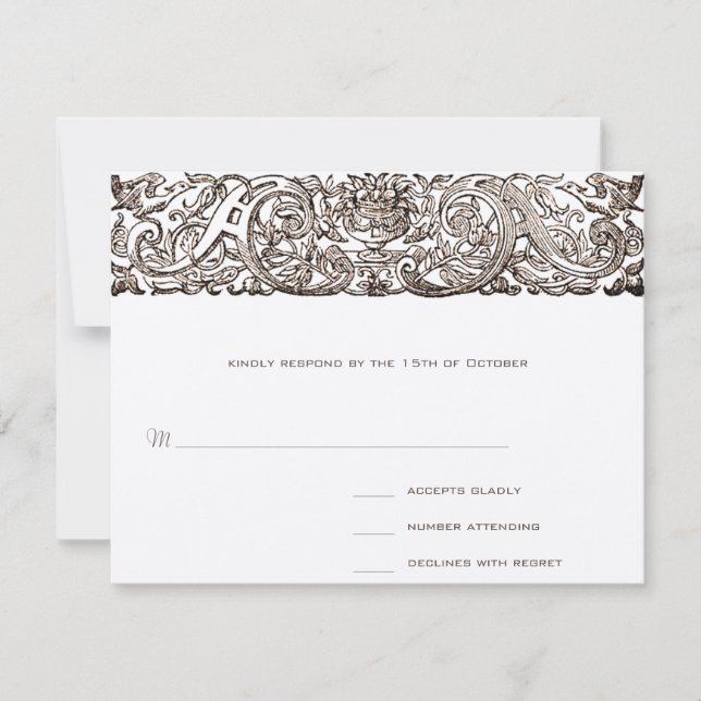 Art Nouveau Pfauenparkkarte RSVP Karte (Vorderseite)