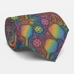 Art Nouveau Pickleball Krawatte – Regenbogen