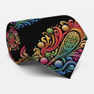 Art Nouveau Pickleball Krawatte – Regenbogen Elega