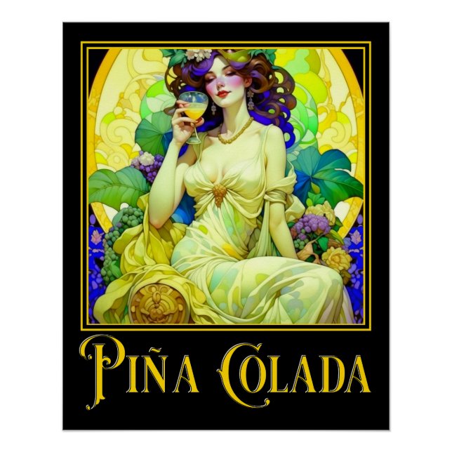 Art Nouveau Pina Colada Poster (Vorderseite)