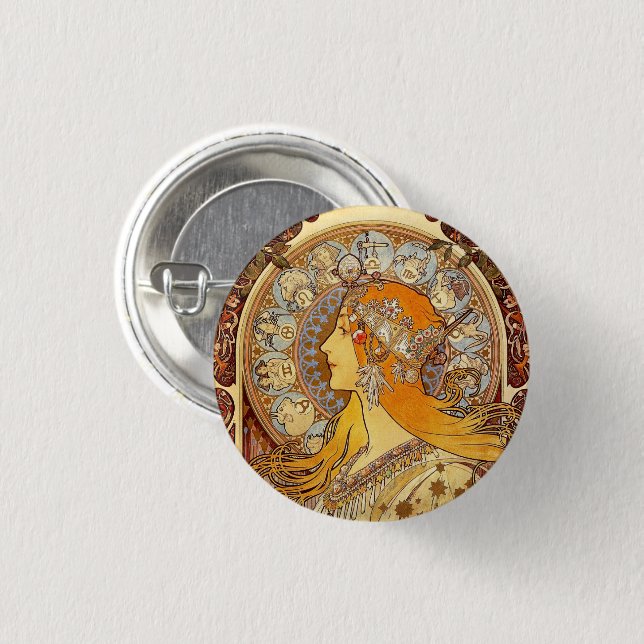 Art Nouveau Pinback Button (Vorne & Hinten)