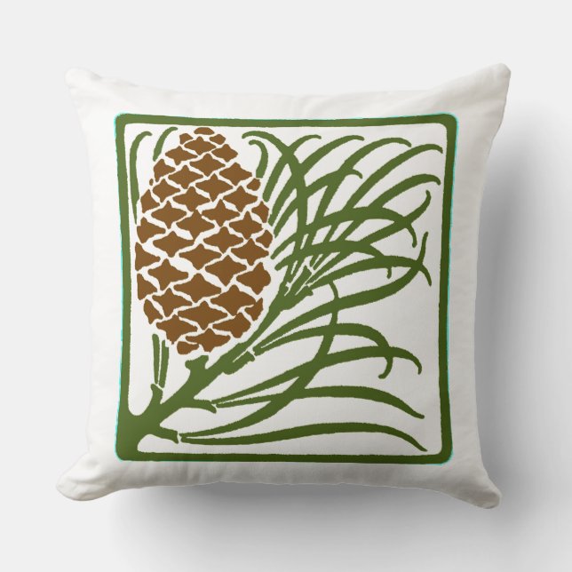 Art Nouveau Pine Cone Kissen (Vorderseite)