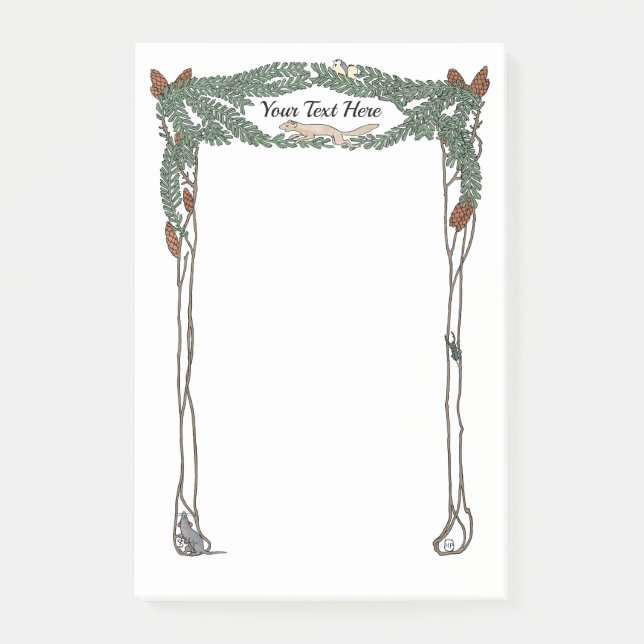 Art Nouveau Pine Cones Nature Theme Postit Post-it Klebezettel (Vorderseite)