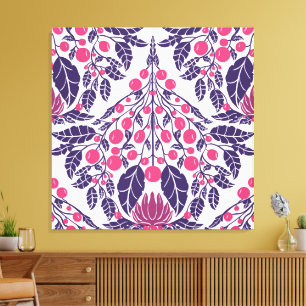 Art Nouveau Pink & Lila Vintage Blumenschlacke Leinwanddruck
