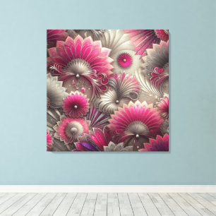 Art Nouveau Pink und Silver Fans Leinwanddruck