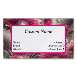 Art Nouveau Pink und Silver Fans Magnetische Visitenkarte