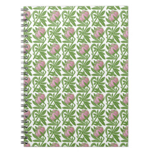 Art Nouveau pink water lilies wallpaper Notizblock
