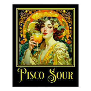 Art Nouveau Pisco Sour Poster