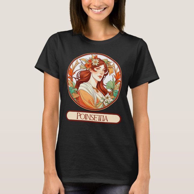 Art Nouveau Poinsettia Frau T-Shirt (Vorderseite)