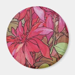 Art Nouveau Poinsettia Weihnachtszeit Kühlschrankm Magnet