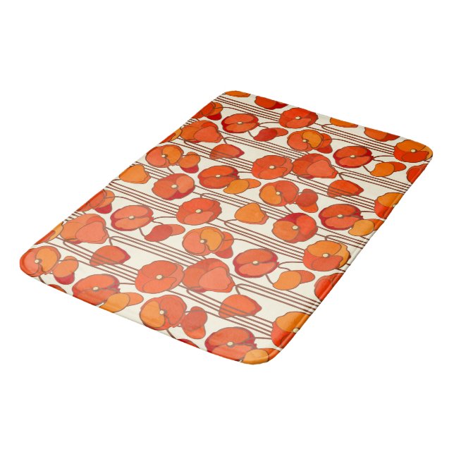 Art Nouveau Poppies Bath Mat Badematte (Schrägansicht)