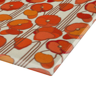 Art Nouveau Poppies Glas Cutting Board Schneidebrett