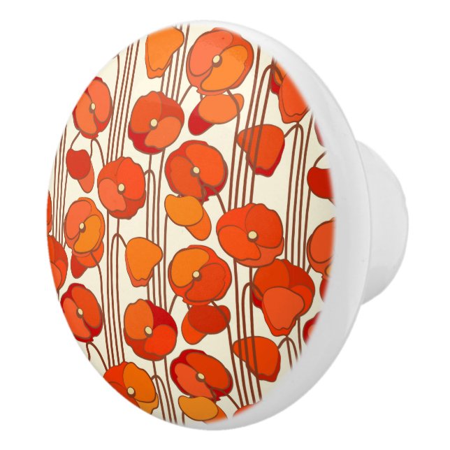 Art Nouveau Poppies Knob Keramikknauf (Rechts)