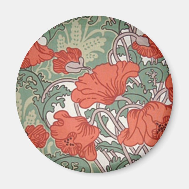 Art Nouveau Poppies Magnet (Vorne)