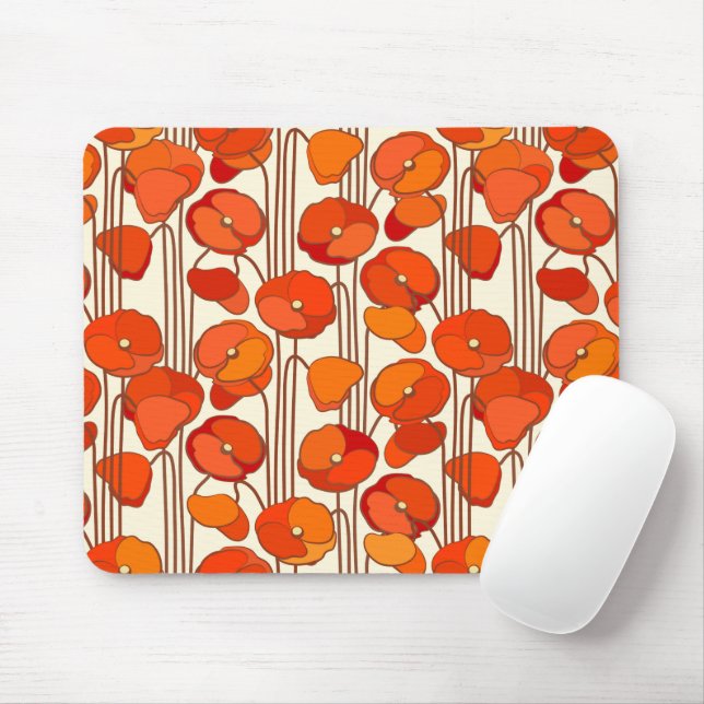 Art Nouveau Poppies Mousepad (Mit Mouse)