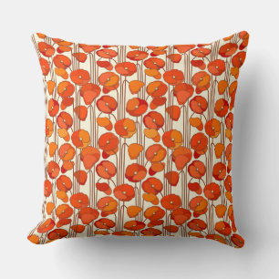 Art Nouveau Poppies Pillow Kissen