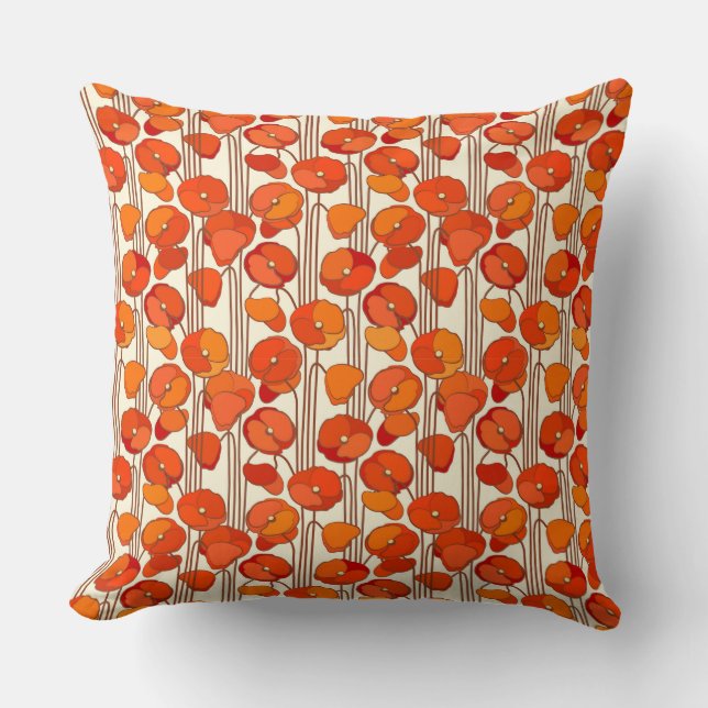Art Nouveau Poppies Pillow Kissen (Vorderseite)