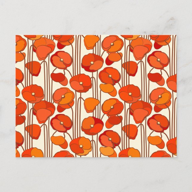 Art Nouveau Poppies Postkarte (Vorderseite)