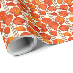 Art Nouveau Poppies Wrapping Paper Geschenkpapier