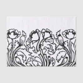 Art nouveau poppy floral black white elegant  seidenpapier