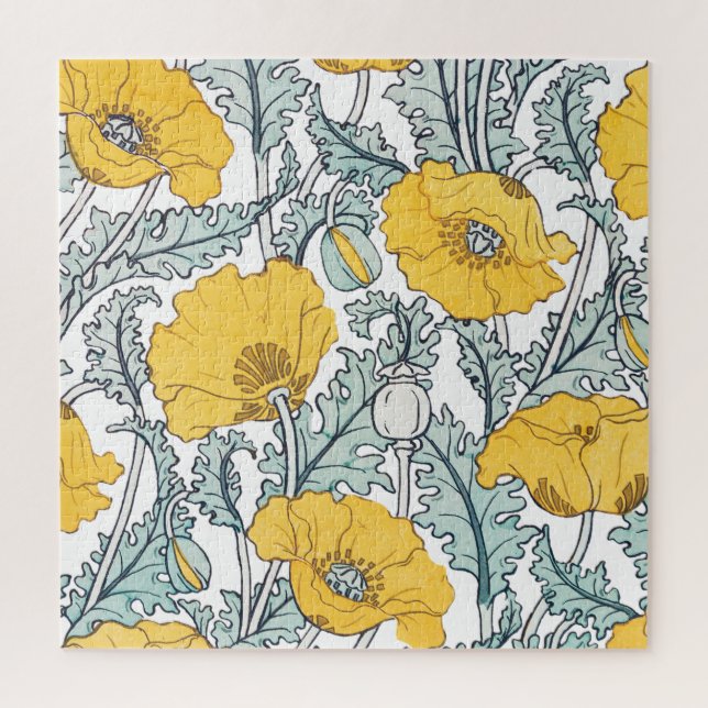 Art nouveau poppy flower pattern   LARGE Puzzle (Vertikal)