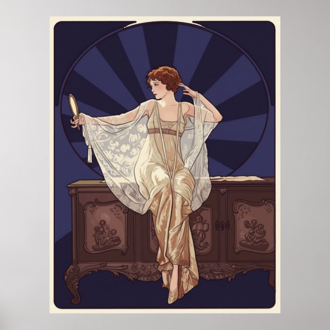 Art Nouveau Portrait of Lilian Gish Poster (Vorne)
