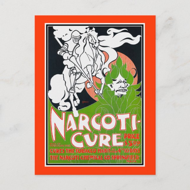 Art Nouveau Poscard: Narcoti-Cure von Will Bradley Postkarte (Vorderseite)
