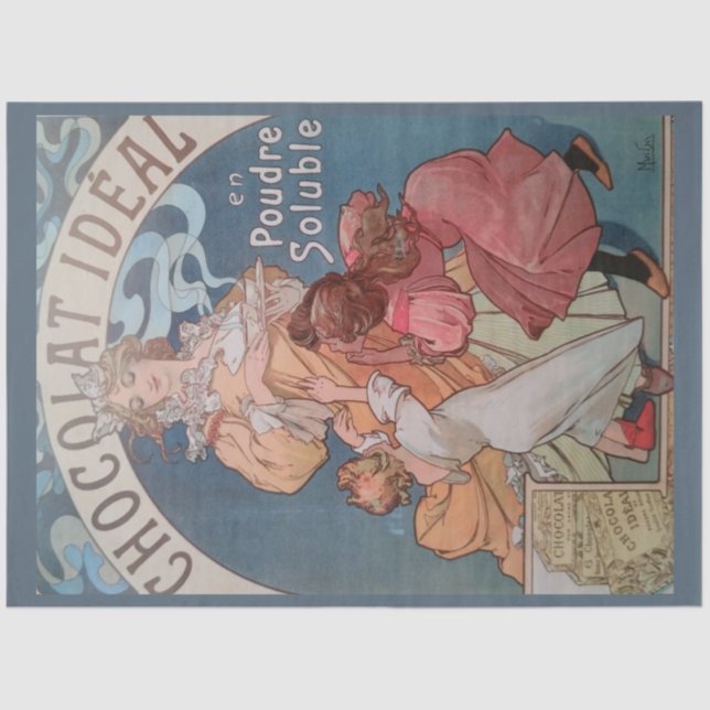 Art Nouveau Poster Chocolate 16 Decoupage Seidenpapier (Vorderseite)