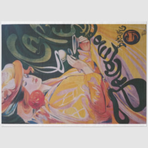 Art Nouveau Poster Dame Decoupage Seidenpapier