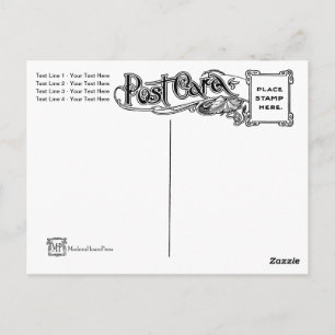 Art Nouveau-Postkartenrückseite, anpassbare Vorder Postkarte