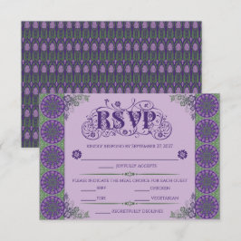 Art Nouveau Purple Thistle Wheel Horizontal RSVP Karte