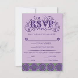 Art Nouveau Purple Thistle Wheel Vertical RSVP Karte