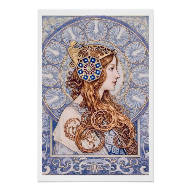 Art Nouveau Queen Portrait Poster (Vorderseite)