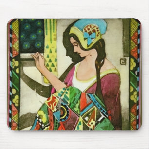 Art Nouveau Quilter – Vintage Nähende Dame Mousepad