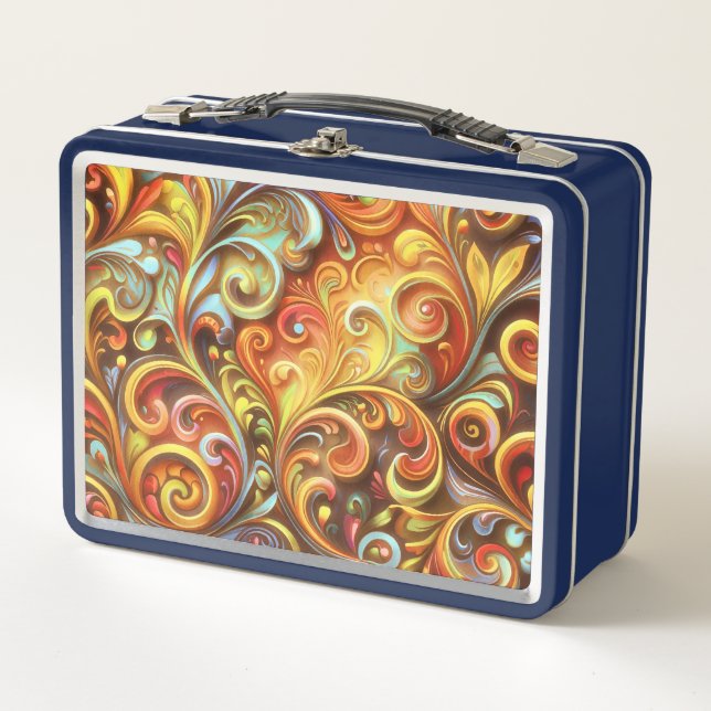 Art Nouveau: Radiant Baroque twirls Metal Lunchbox (Vorderseite)