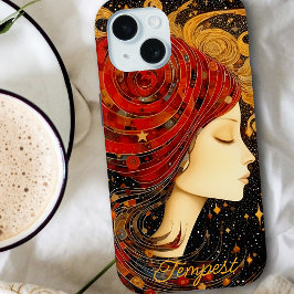 Art Nouveau Red Gold Cosmic Mosaik Personalisiert Case-Mate iPhone Hülle