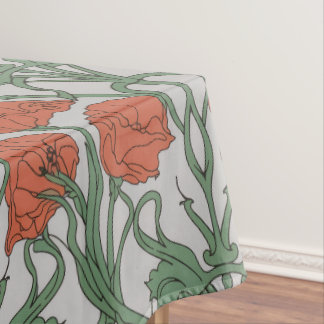 Art Nouveau Red Poppy Floral Print Tischdecke