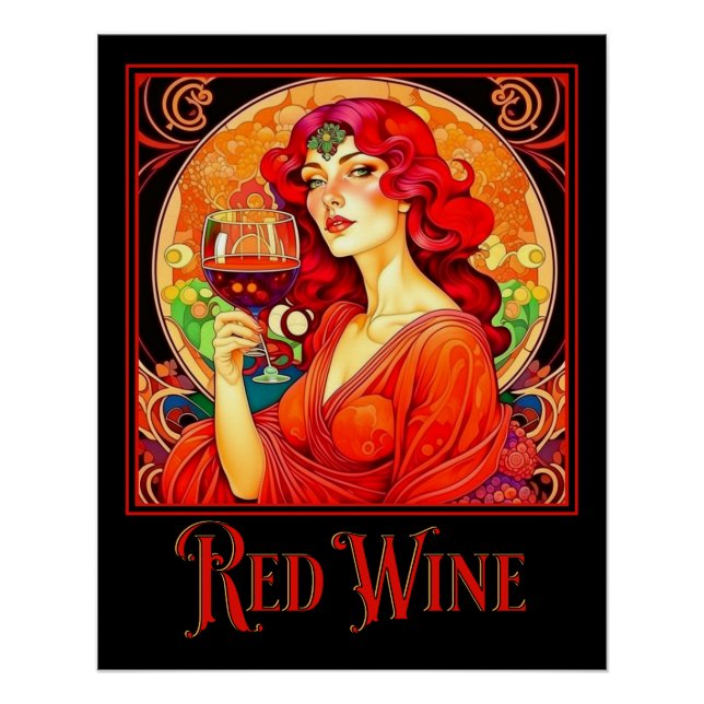 Art Nouveau Red Wine Poster (Vorderseite)