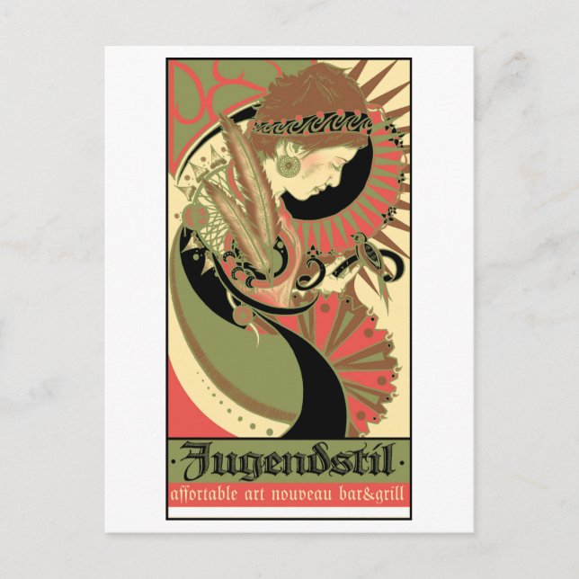 Art Nouveau, Restaurant, Vintage Werbung Postkarte (Vorderseite)