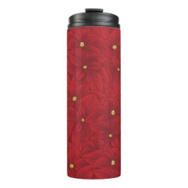 Art Nouveau Retro Red Floral Christmas Poinsettia Thermosbecher