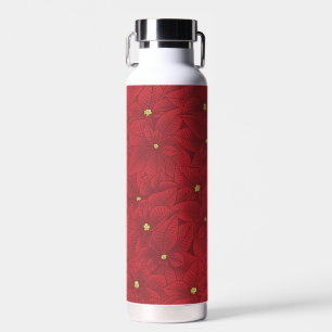 Art Nouveau Retro Red Floral Christmas Poinsettia Trinkflasche